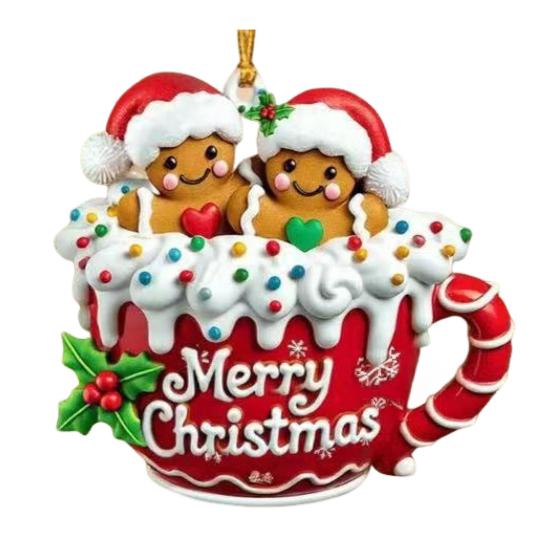 Пряничный человечек Рождественское украшение Смола Подвесной декор для елки и дома Праздничная фигурка печенья для рождественских украшений