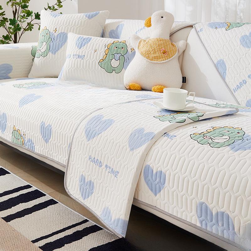 Sofa Cushion Summer Mat Ice Silk Non-Slip Fresh Living Room Combination Sofa Cover All-Inclusive Summer Style Full Covered