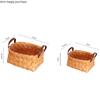 Ручная работа Деревянная плетеная корзина для хранения Кожаная бинауральная корзина для фруктов Корзины для хлеба Поднос для хранения всякой всячины Органайзер для фотосъемки