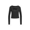 Solid Logo Dual Use Sports Casual Slim Fit Long Sleeve T-Shirt Women Tops Black IZ0602