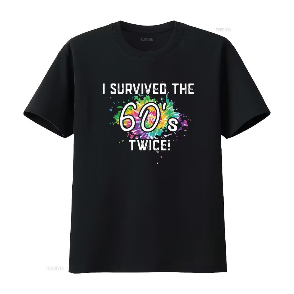 I survived the 60s twice T Shirt vintage Washed designer clothes Breathable homme Versatile graphic Slightly streetwear Unisex