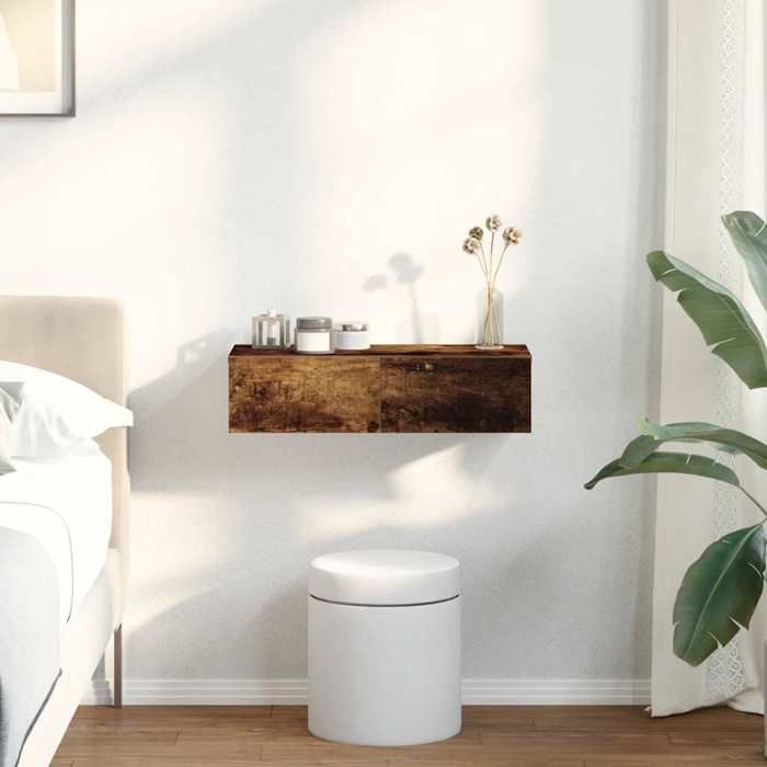 VidaXL Wall Shelf with Drawers Smoked Oak Engineered Wood 859972