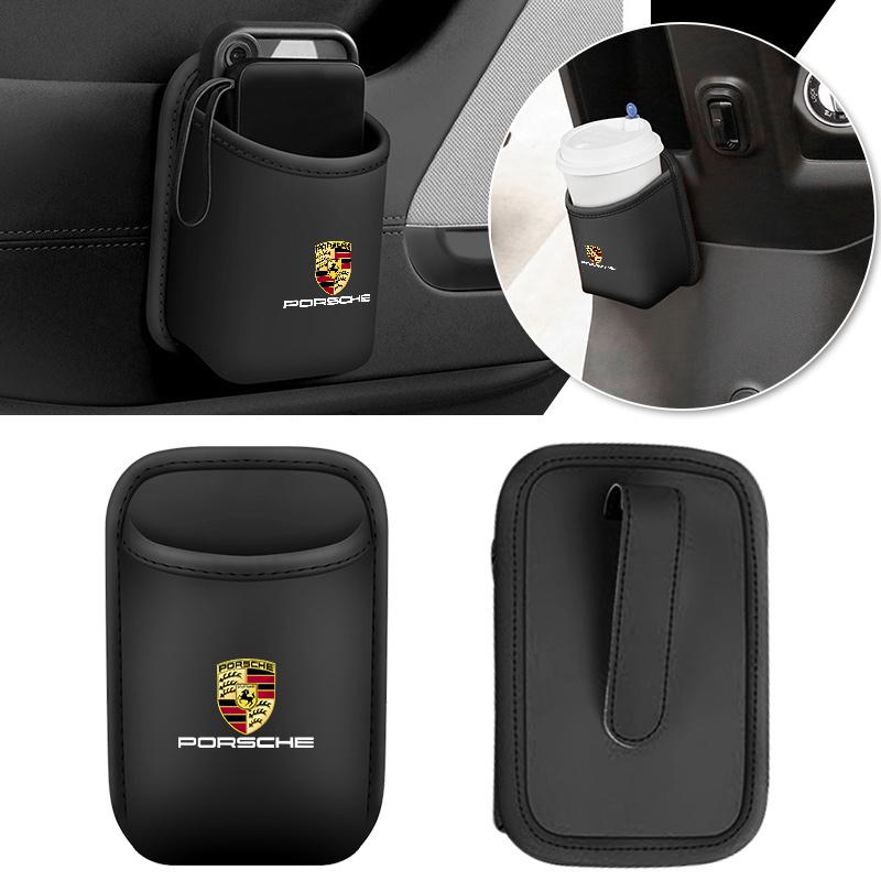 AFEBO1 Leather for Porsche Cayenne Panamera Macan 911 Taycan Boxster Cayman 918Pajun Car Door Cup Holder Seat Drink Rack Storage Bin