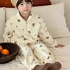 Children's Pajamas Suits for Boys and Girls In Autumn and Winter Plus Velvet Thickened Models, Big Children's Zipper Stand-up Collar Home Service