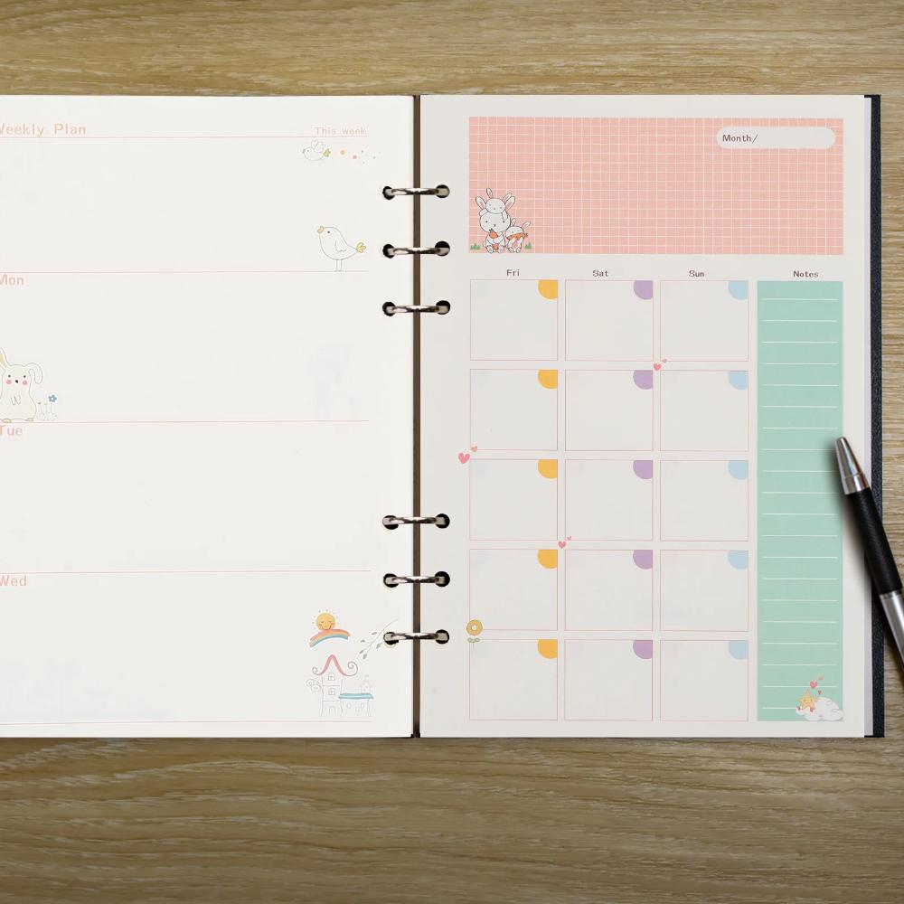 A6 Сменный блок для тетради на спирали, Внутренний лист для заполнения, Недельный/Месячный график, Заметки, Печать, Канцелярские товары, Офис, Школа