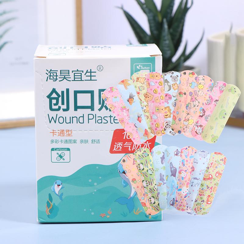100 шт., клейкие повязки, пластыри для ран, пластыри для детей, с мультяшным рисунком, водонепроницаемые, гемостаз, детские пластыри, наклейки