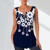Women's Fashion V Neck Shirts Casual Tops T-shirt Ladies 3D White Flowers Print Vest Plus Size Sleeveless Blouse Tank Tops
