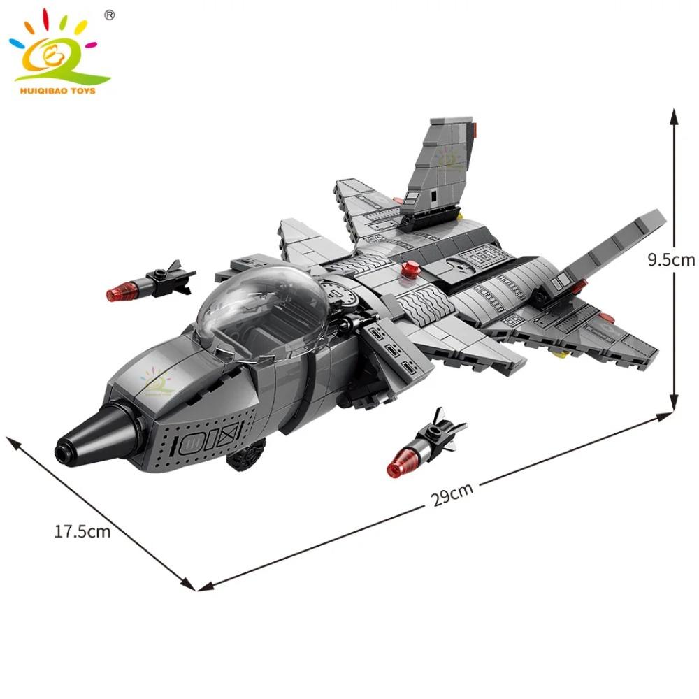 HUIQIBAO Военный 510 деталей Атакующий истребитель J-20 Строительные блоки Армейский Город Оружие Самолет Самолет Вертолет Кирпичики Детские игрушки