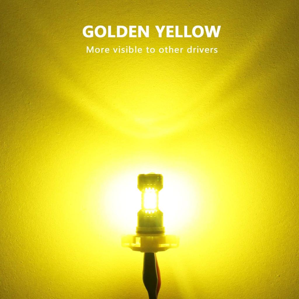 PHINLION 5202 PS24W Golden Yellow LED Fog Light Bulbs, 3200 Lumens Super Bright 5201 12085 PS19W 3030 30-SMD DRL Replacement Lamps for Cars, Trucks,