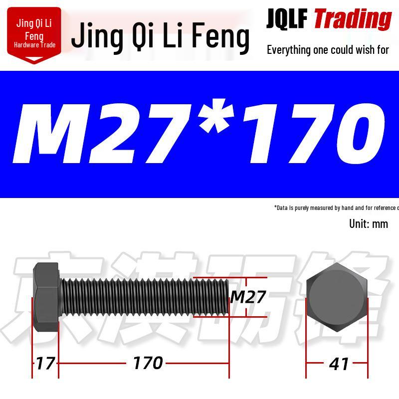 12.9 Grade High-Strength Blackened Hex Bolt M22-M48