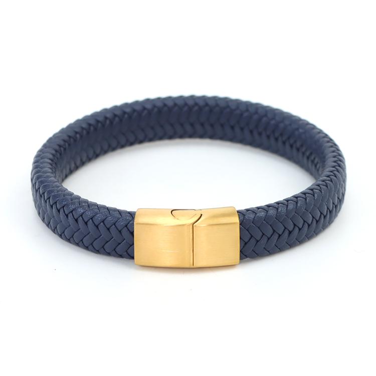 High Quality Multicolor Orange Leather Bracelet Stainless Steel Magnetic buckle Stain Genuine Braided Leather Men Bracelet