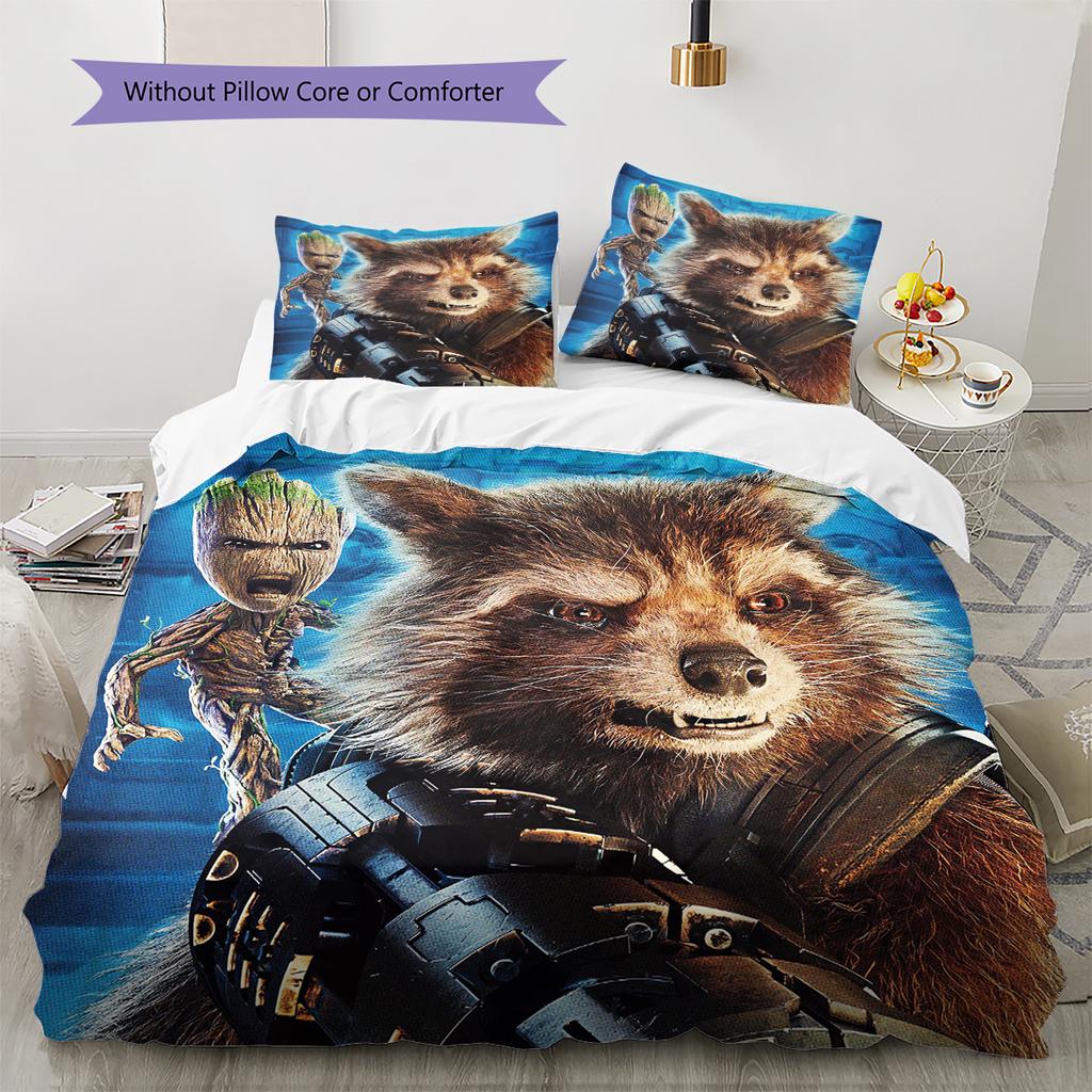 Комплект постельного белья с рисунком Грута Одеяло Покрывало Наволочка Домашний Декор Подарок (1 пододеяльник + 2 наволочки, без наполнителя)