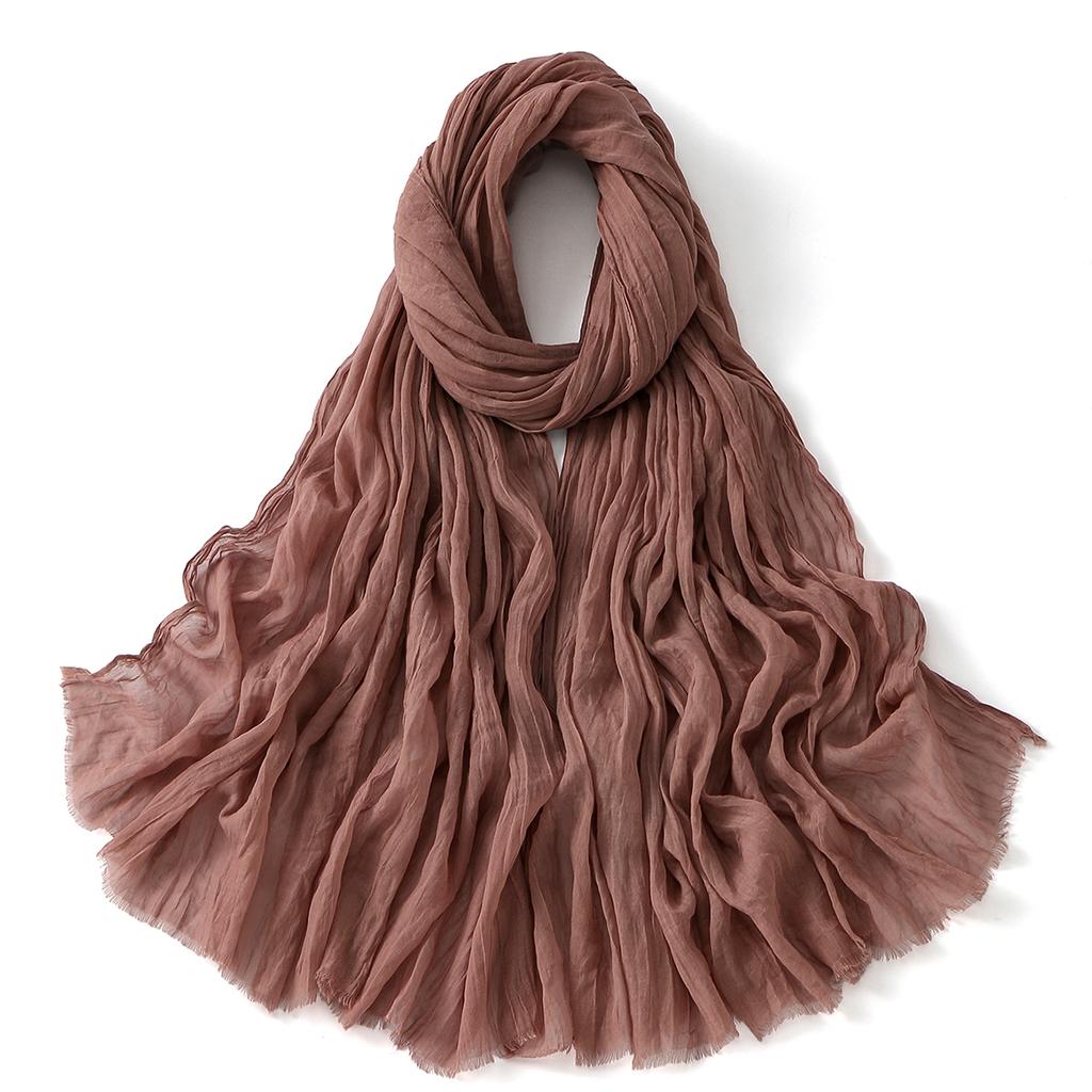 Muslim Cotton Rayon Hijab Solid Color Plain Scarf Women Soft Cotton Viscose Thin Voile Shawl Remove Edge Headscarf Turban