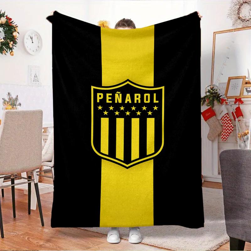 Pe?arol Football Club Emblem Blanket Outdoor Flannel Blanket for Camping, Hiking, Garden Parties, Picnic Essentials,gift for family and friends