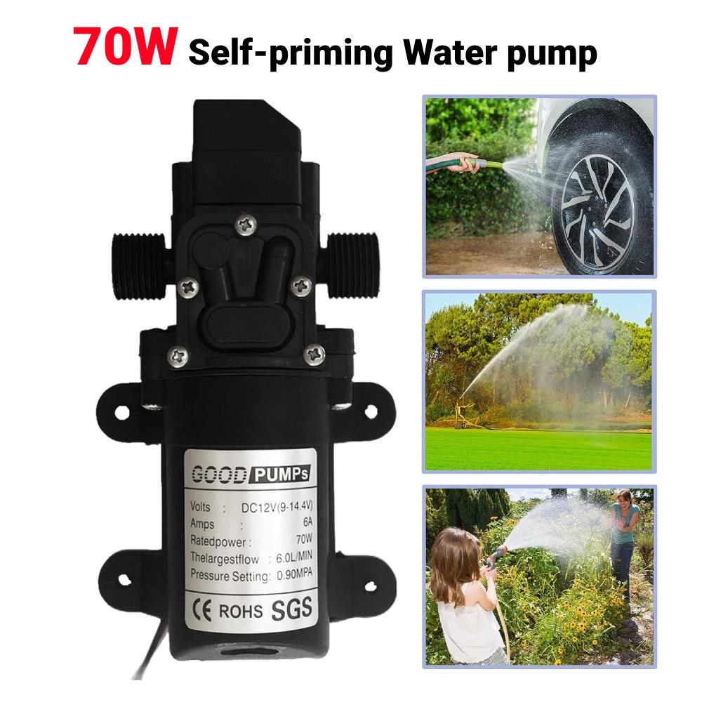 70W Micro Water Pump 12v Self-priming Diaphragm High Pressure Pump Water Sprayer Automatic Switch 6L/Min Large Flow Car Cleaning