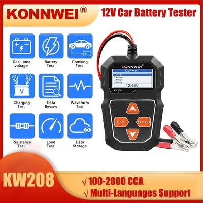 KONNWEI KW208 12 В тестер автомобильных аккумуляторов от 100 до 2000CCA тестер цепи зарядки анализатор аккумуляторов 12 В инструменты для аккумуляторов