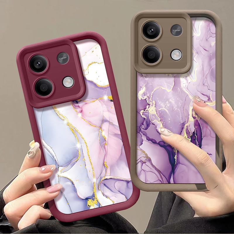 Colorful Marble Shell For Xiaomi 13t Pro Poco X6 X5 Redmi Note 13 12 11 Pro Matte Lens Protection Soft Silicone Case Cover