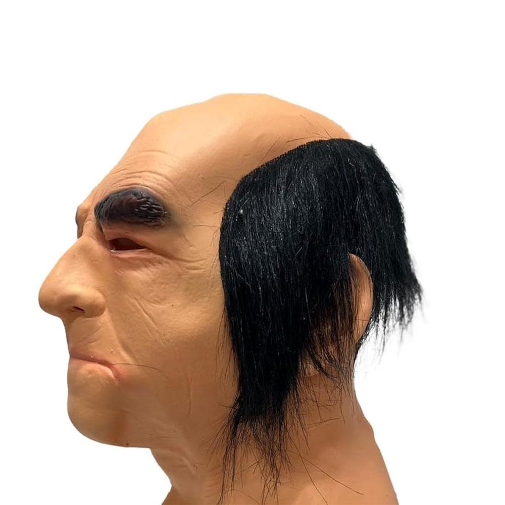 Bald middle-aged man's headgear, party latex mask