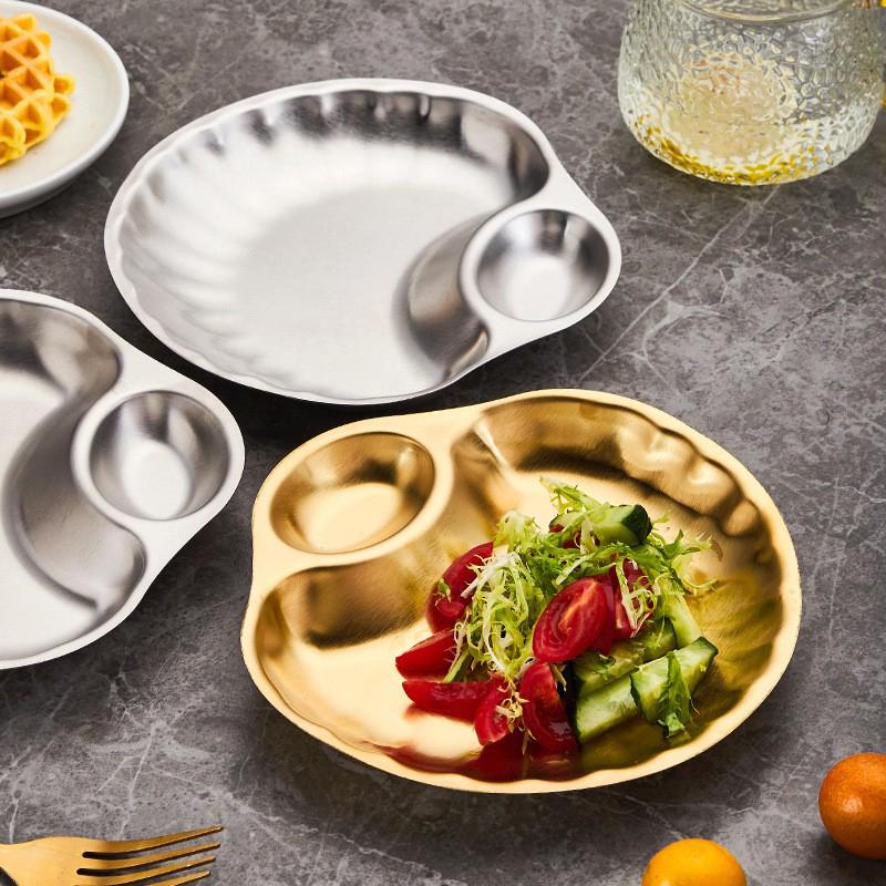 Французский Ретро Форма Ракушки Нержавеющая Сталь Картофель Фри Жареная Курица Тарелка для Закусок Домашнее Хранение Декоративные Тарелкипрочная Нержавеющая Сталь