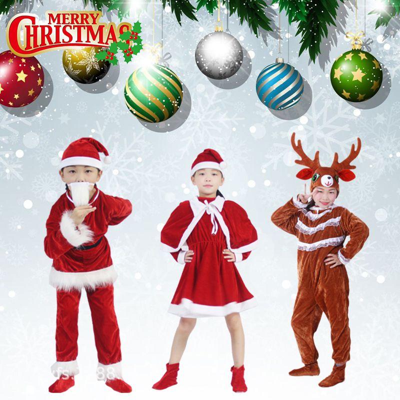Extravagant Toddler Adult Elk Santa Claus Costume For Xmas Party