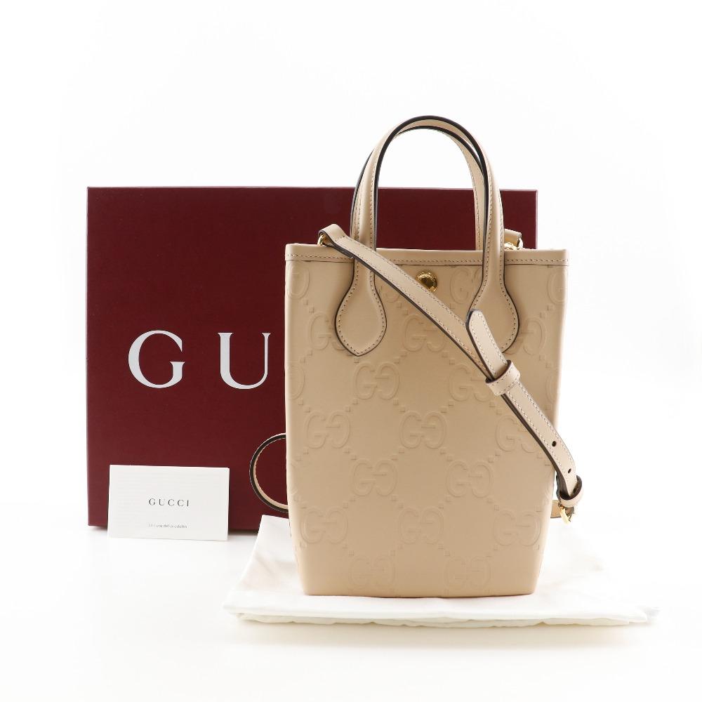 GUCCI Super mini bag Handbag 790133 2WAYShoulder Jumbo GG beige leather Women Used