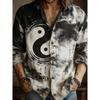 Men's Long Sleeved Shirt with Plum Blossom Mountain Print Shirt, Versatile and Comfortable Top for Daily Travel on the Streets