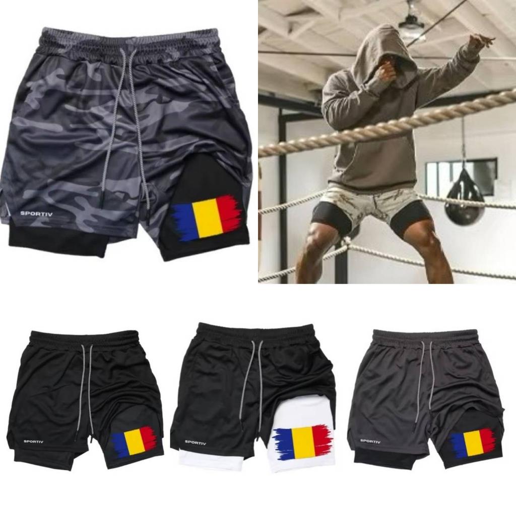 Romania Flag Camouflage Kick Boxing Muay Thai Shorts Men Women Unisex Casual Sportswear Double Layer Quick Dry Training Sport Gym Fitness Workout