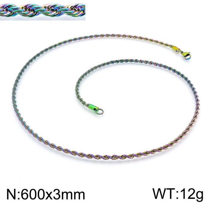 Durable Stainless Steel Rope Chain Necklace - Multi-Size, Titanium Steel for Men and Women