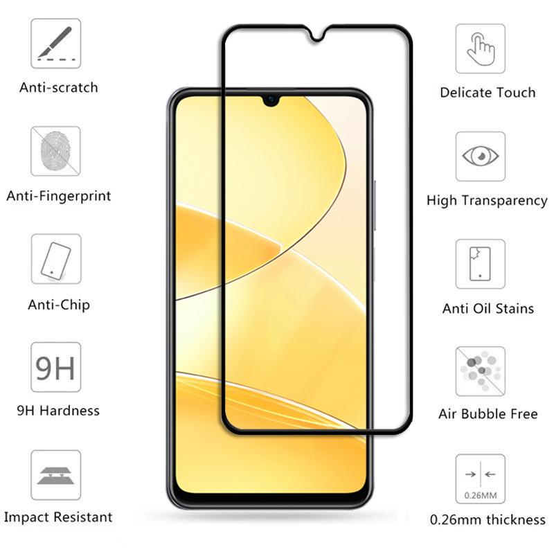 Стекло Full Cover для Realme C51 Закаленное стекло для Realme C51 Защитная пленка для экрана Realme C51 Защитная пленка для линзы телефона Realme C51