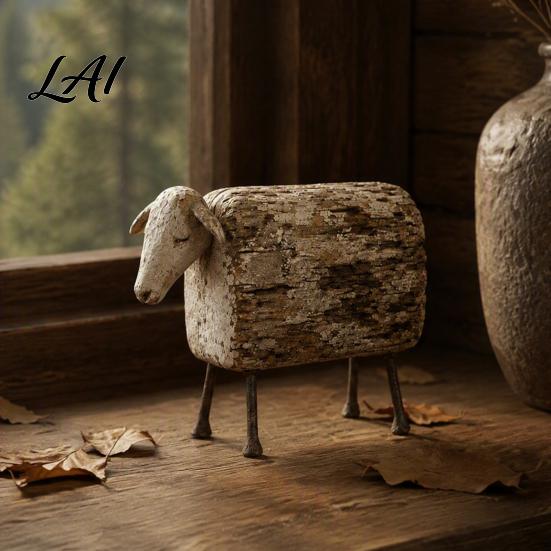 Country Cabin Decorative Objects Vintage Longhorn Bull/Sheep Sculpture Rustic Farmhouse Animal Figurine Western Style Unique Sculpture for