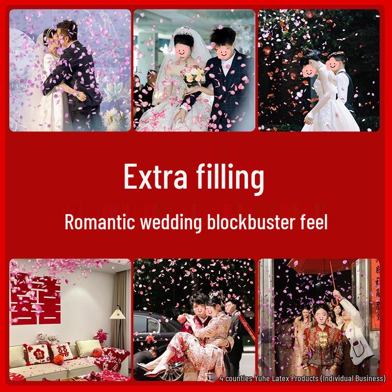 Wedding Petal Rain Confetti Cannon - Hand-Twisted Ribbon Spray for Wedding Photos