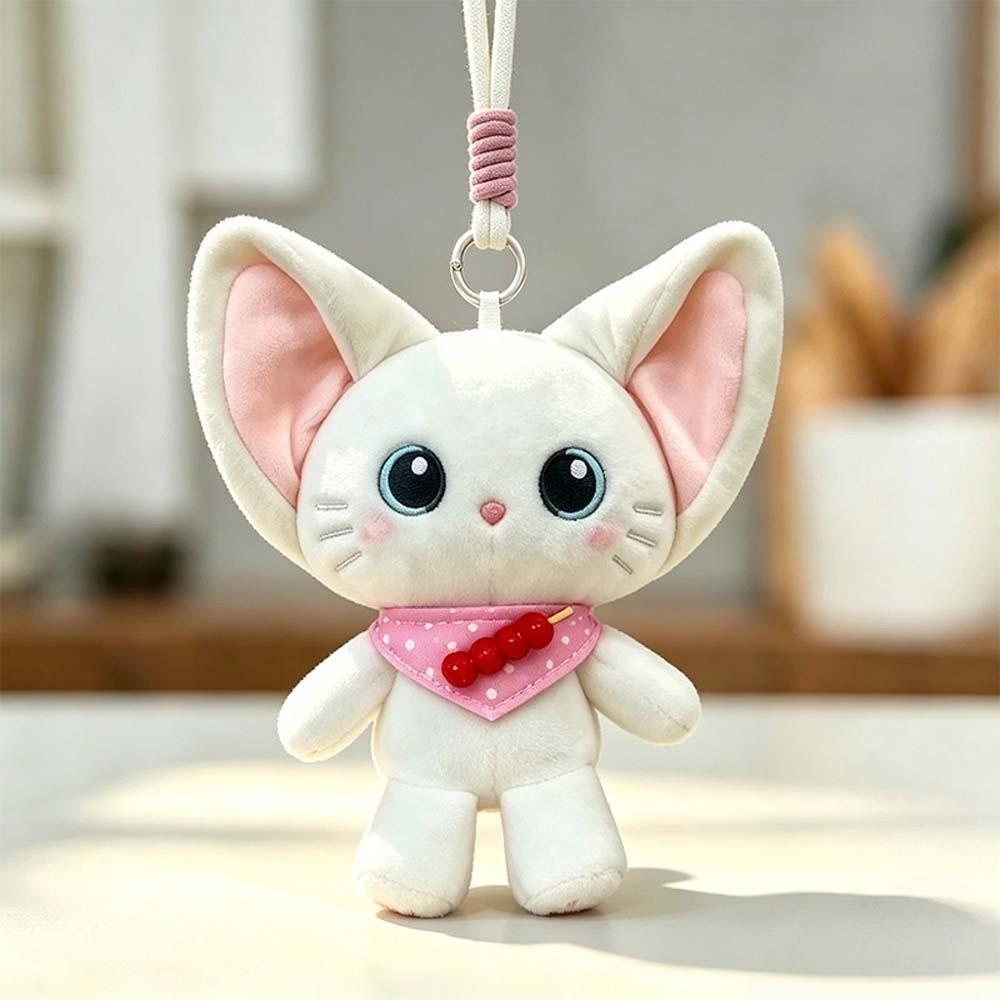 Ribbon Bow Plush Cat Keychain Candy Color Couple Bag Accessory Wallet Decoration