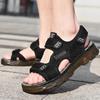 Молодежные сандалии, мужские дышащие из натуральной кожи, новые летние повседневные пляжные туфли из натуральной кожи на платформе с мягкой подошвой