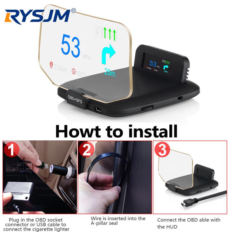 C1 OBD2 HUD Car Head Up Display GPS Navigation Projector Digital Smart Speed Gauge KMH MPH Overspeed RPM Alarm Plug and Play