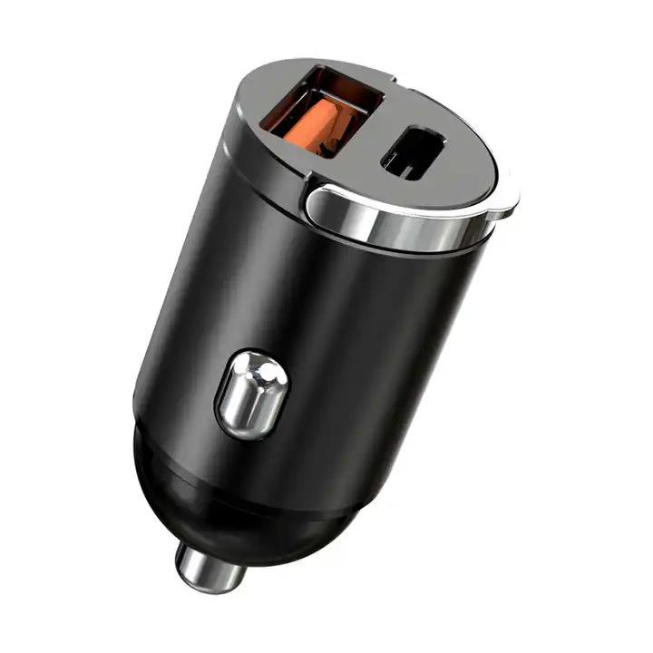 Mini Alloy Type-C Car Charger with Hidden Pull Ring for Super Fast Charging