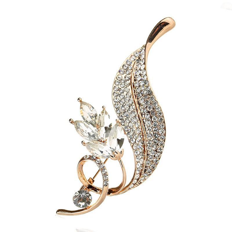 Narcissus Brooch, Feminine Charm, Full Diamond Leaf Brooch Badge, High-end Design Pin