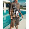 Summer Men Sets Shorts Outfits Male Clothing Street T Shirt Two Piece 3D Print Casual O-Neck Tracksuit Oversized Beach Sportwear