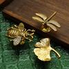 Retro Furniture Handle  Antique Gold Silver Handles for Cabinets and Drawers Zinc Alloy Drawer Pulls Bee Leaf Wardrobe Pulls