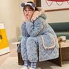 New Coral Fleece Pajamas Women's Autumn and Winter Pajamas Three Layers Thickened Plush Home Clothes Warm Cotton Home Clothes Set