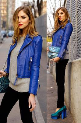 Женская куртка Royal Blue из натуральной кожи ягненка, ручная работа, стильная байкерская мотоциклетная