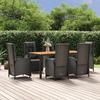 VidaXL Garden Dining Set Cushions 7pcs Black Wicker, Dining Set, Dining Set 3185078