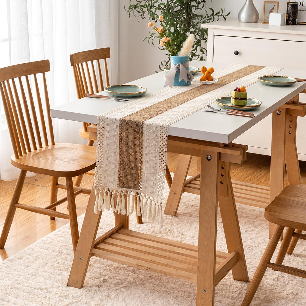 Богемный Рустикальный Свадебный Декор Скатерть из Хлопка и Льна для Свадебного Ужина или Девичника