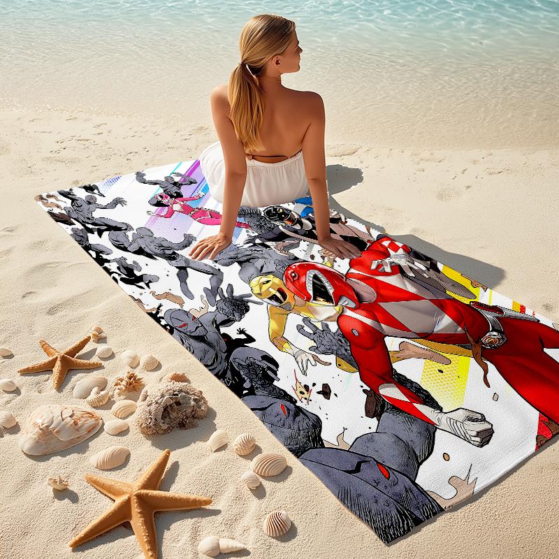 1Pc Power Rangers Teamup Beach Towel Microfiber Beach Towel Thin Absorbent For Beach Swimming Yoga Bath Sports 0917262