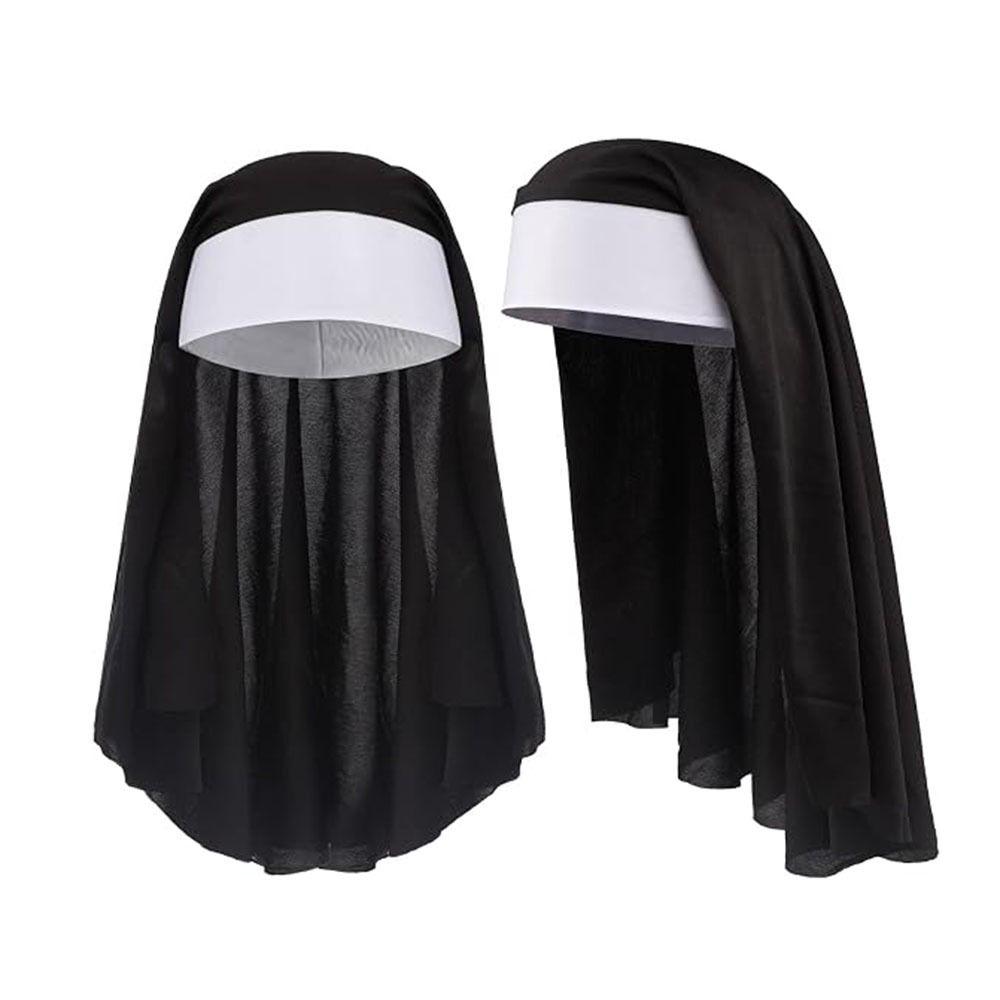 1/3Pcs Victorian Halloween Gothic Costume Nun Collar Gothic Hat White Collar Costume Party