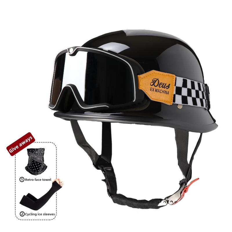 Мотоциклетный шлем для мужчин летом, ретро полушлем Harley для электромобиля, солдатский принц в немецком стиле, круизный автомобиль, на четыре сезона