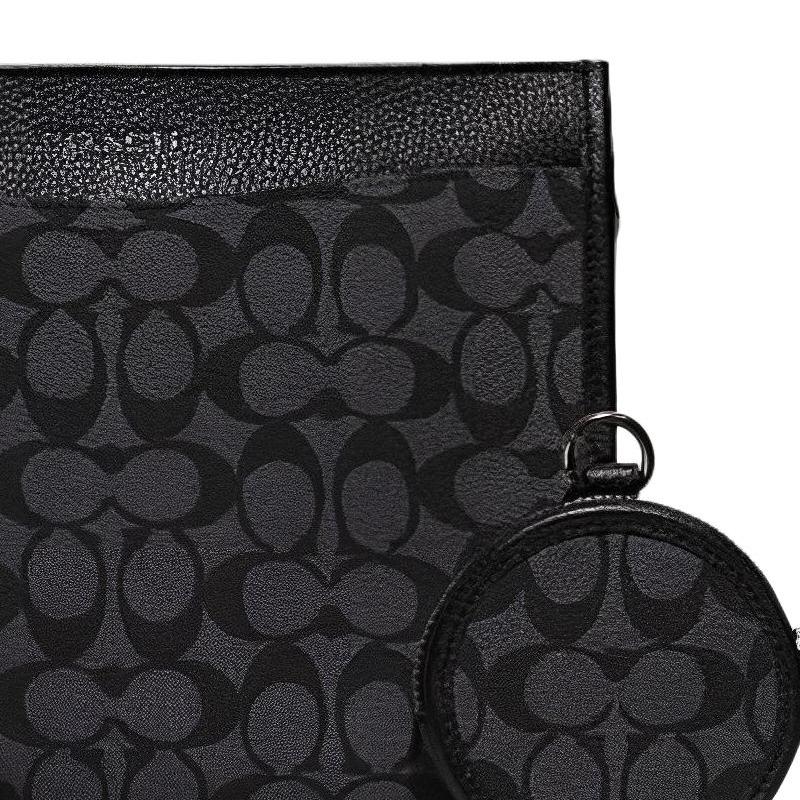 COACH Hitch 25 classic presbyopic zipper closure PVC shoulder crossbody bag medium men's black