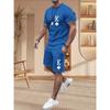 Summer Letter OK Color Print Fashionable Comfortable Loose Sports Men's Short Sleeved Two-piece Sport Wear