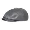 Leather Octagonal Cap Beret Men's Retro Painters Hats Newsboy Cap for Men Gatsby Hats