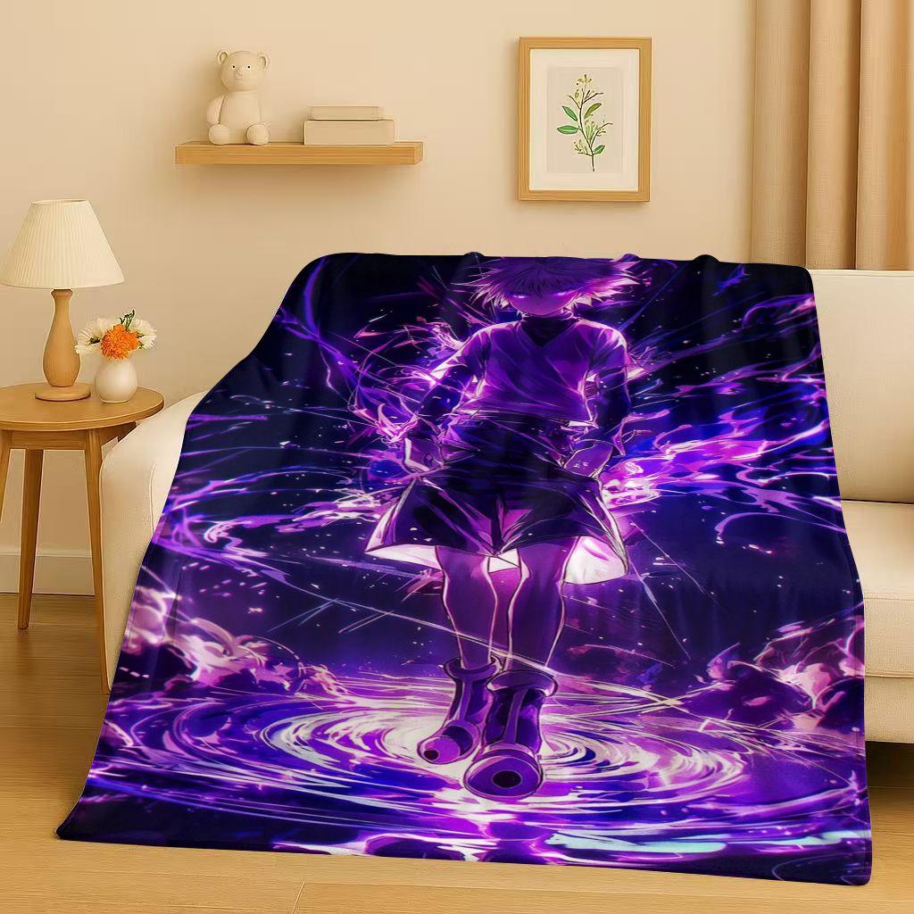 3D Anime Hunter X Hunter Killua Zoldyck Cartoon HXH Flannel Blanket,Ultra Soft Warm Plush Throw for Home Bedroom Bed Sofa Cover