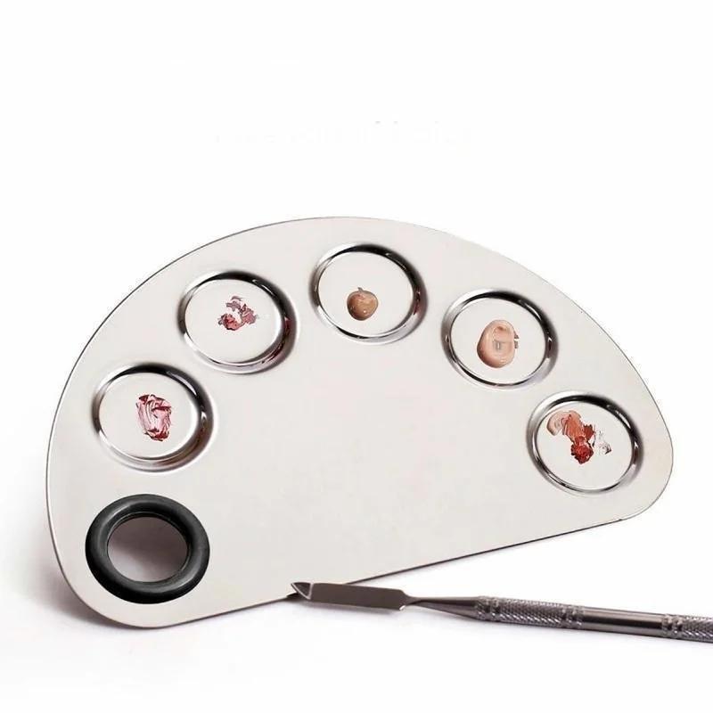 Палитра из нержавеющей стали Акварельные краски Палитра для макияжа лица Шпатель Краски для смешивания тональных средств Палитра масляных красок